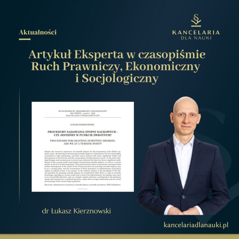 Artykuł Eksperta Kancelarii w czasopiśmie Ruch Prawniczy, Ekonomiczny i Socjologiczny