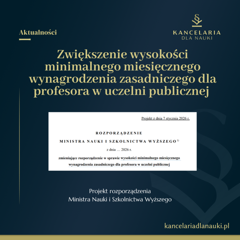 Zwiększenie wysokości minimalnego miesięcznego wynagrodzenia zasadniczego dla profesora w uczelni publicznej – projekt rozporządzenia